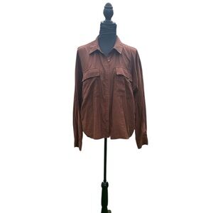 Women’s button down long sleeve brown blouse by Forever 21. Size L